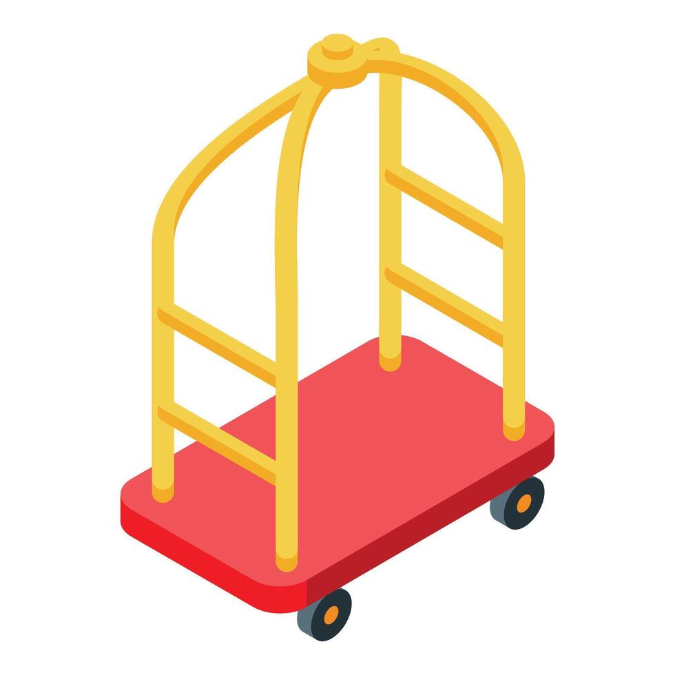 Empty luggage trolley waiting for bellboy to carry guest baggage at hotel check in vector