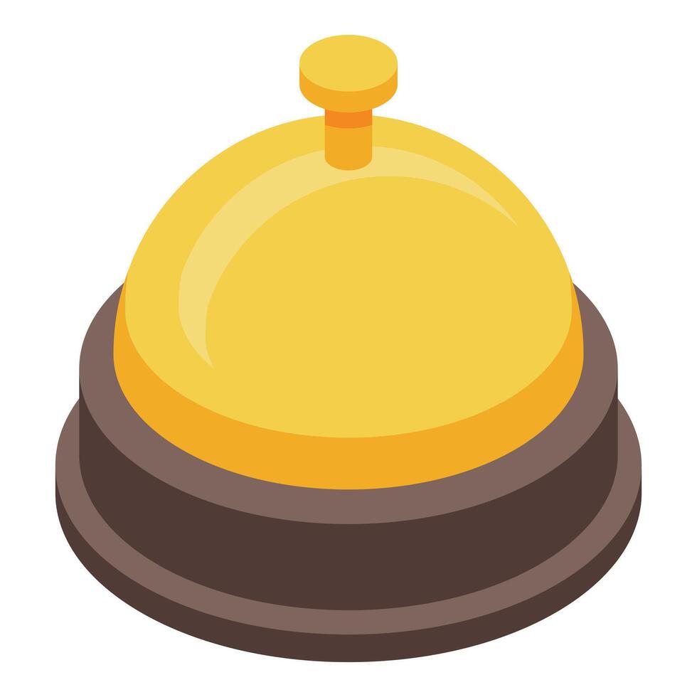 Shiny golden reception bell is standing on the wooden base vector