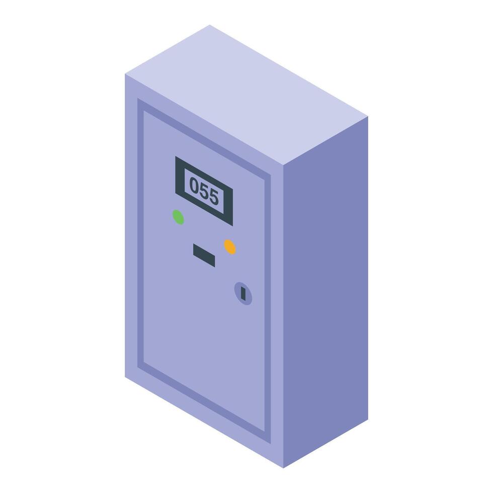 Electric meter isometric showing energy consumption and power supply vector