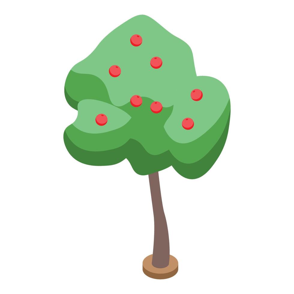 Small apple tree growing red apples isometric illustration vector