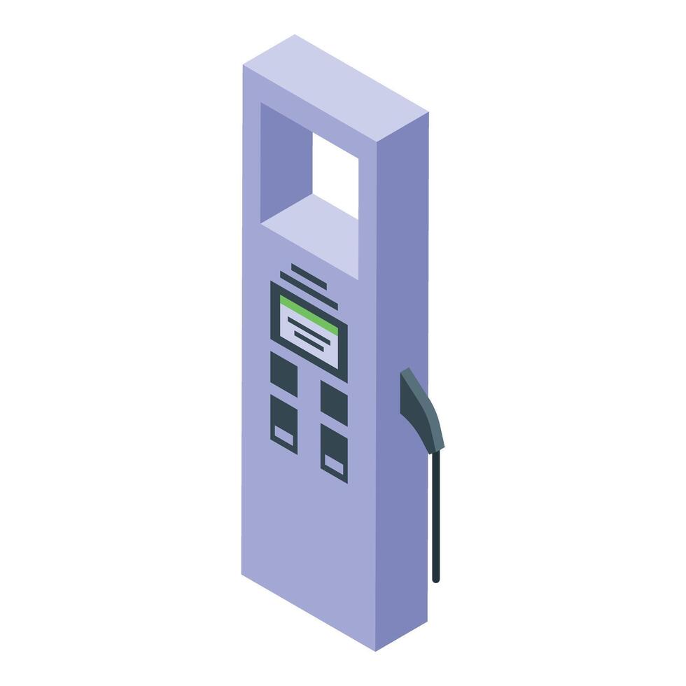 Electric vehicle charger station displaying payment information with credit card reader vector