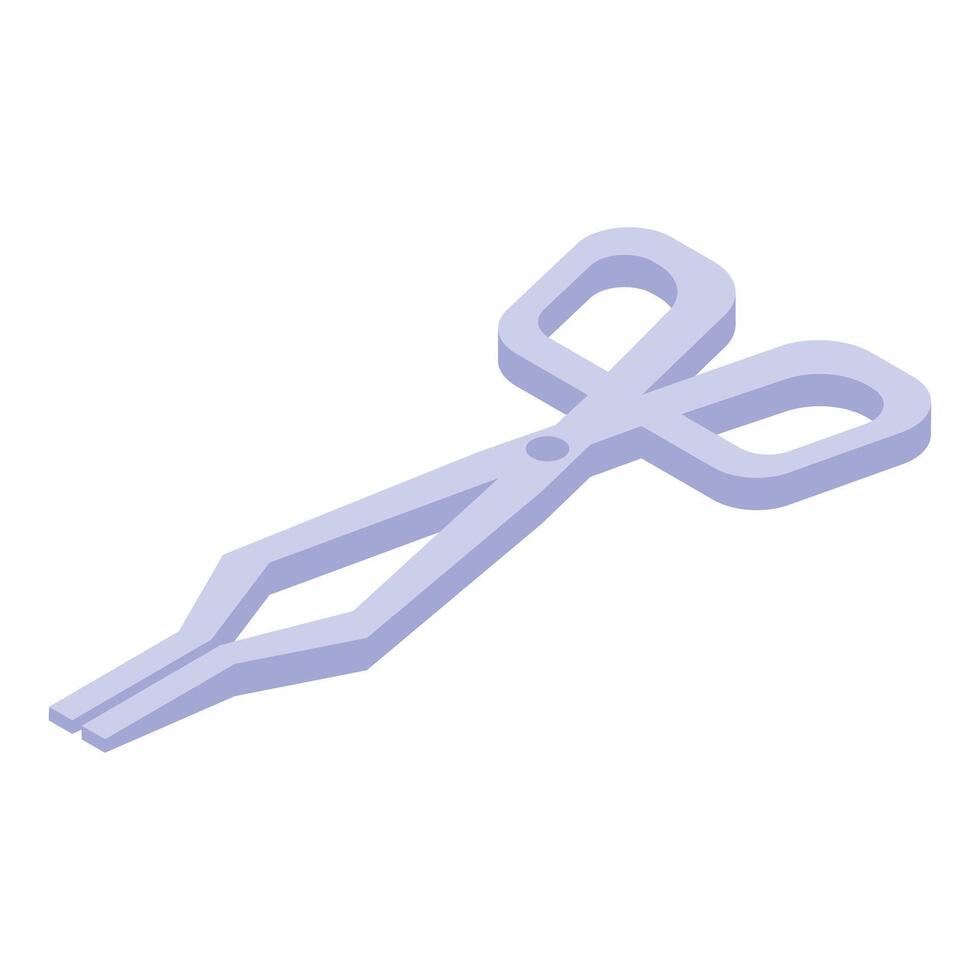Laboratory tongs holding a chemical flask during experiment in isometric view vector