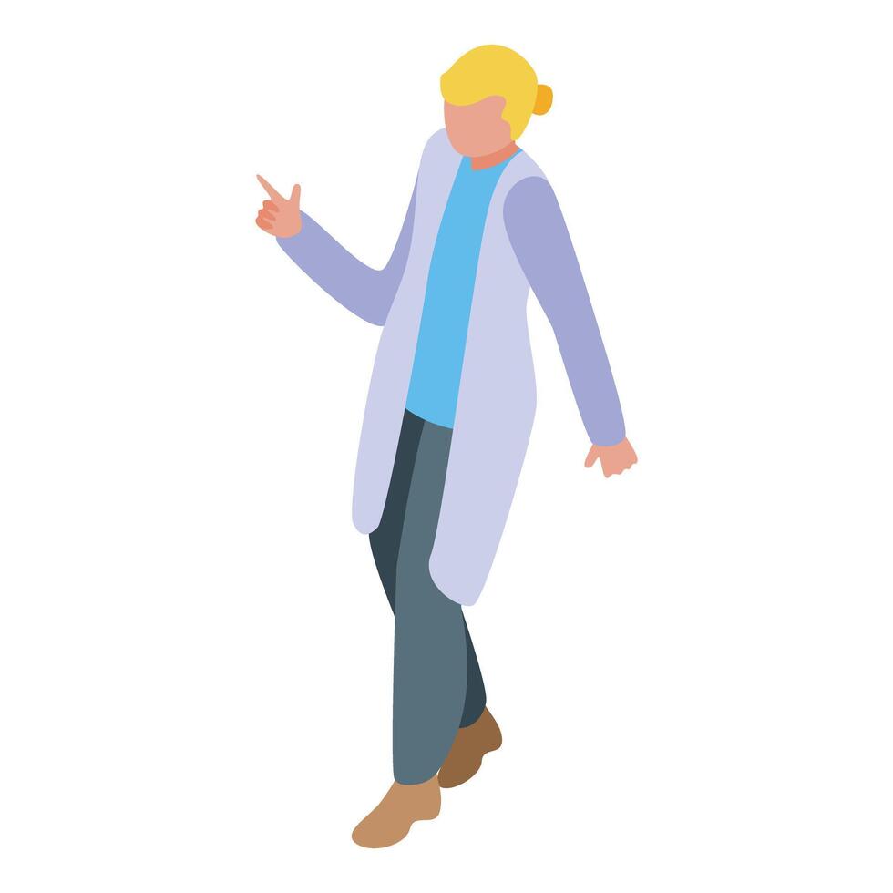 Female doctor explaining something while pointing with a finger isometric illustration vector