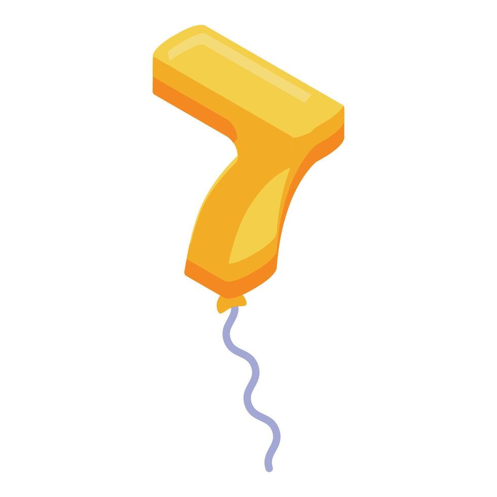 Golden balloon number seven floating with ribbon for birthday party decoration vector