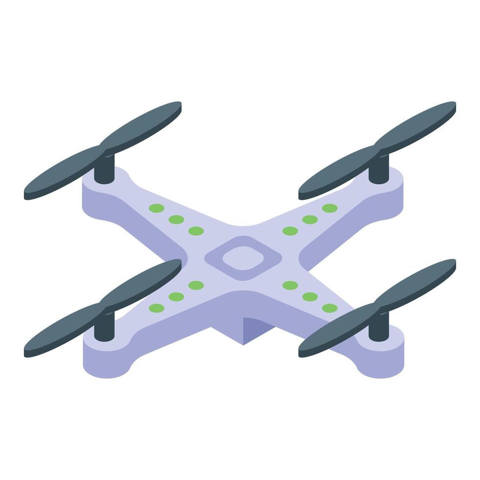 Modern drone waiting for flight with four propellers isometric view vector