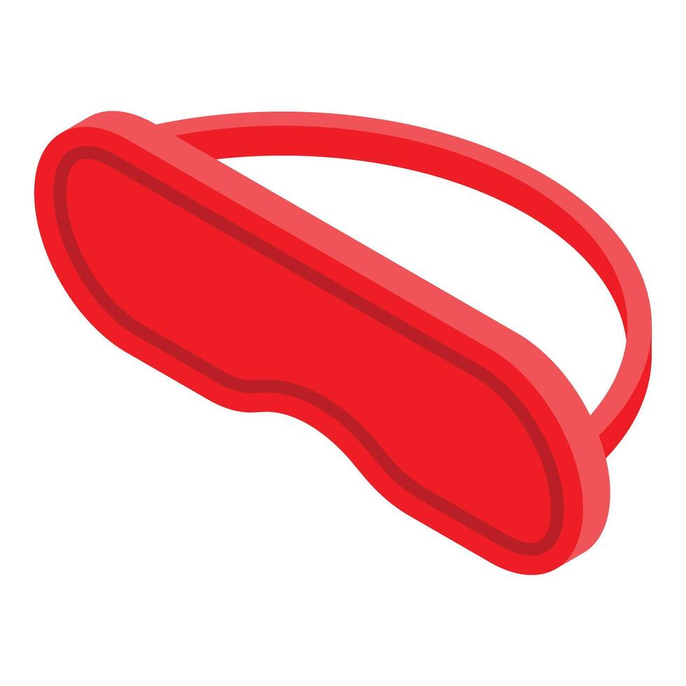 Red sleep mask isometric icon representing relaxation and wellbeing vector
