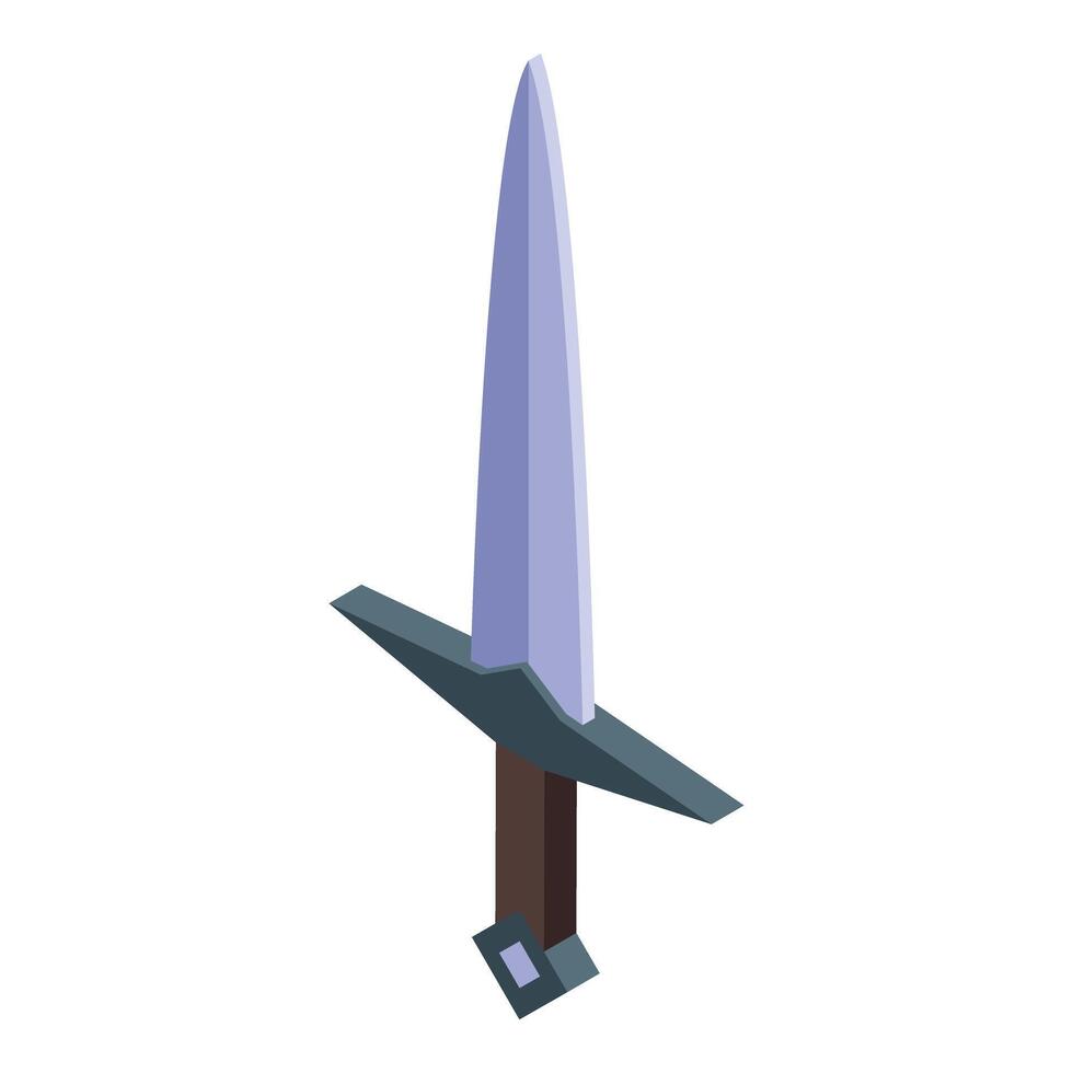 Sharp metal sword pointing up standing on guard position vector