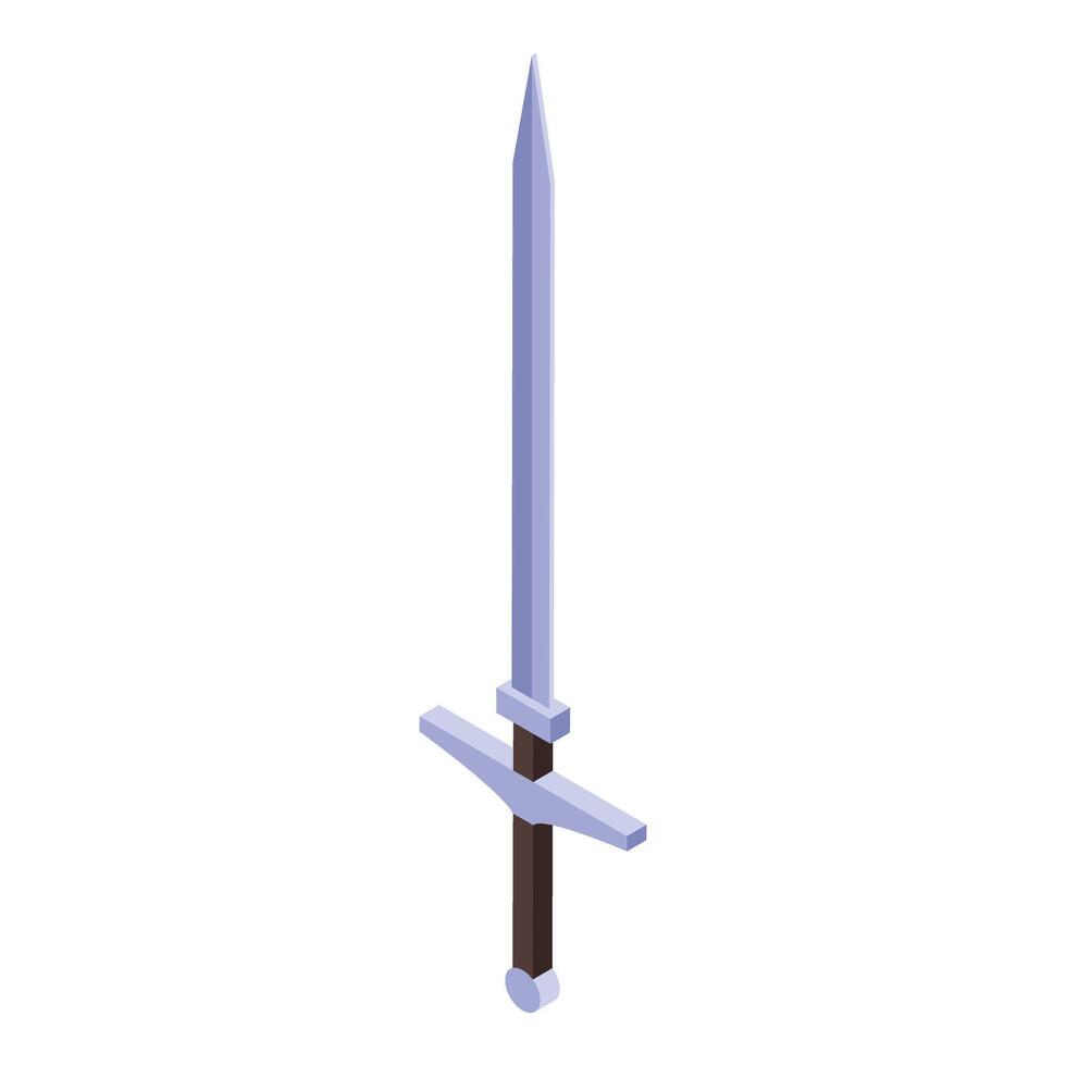 Long medieval knight sword standing isometric icon vector