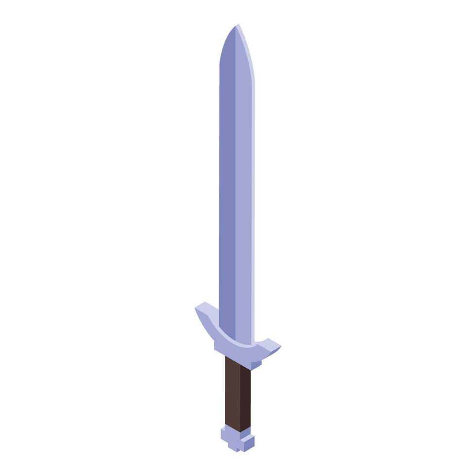 Long medieval knight sword pointing up standing on the ground vector