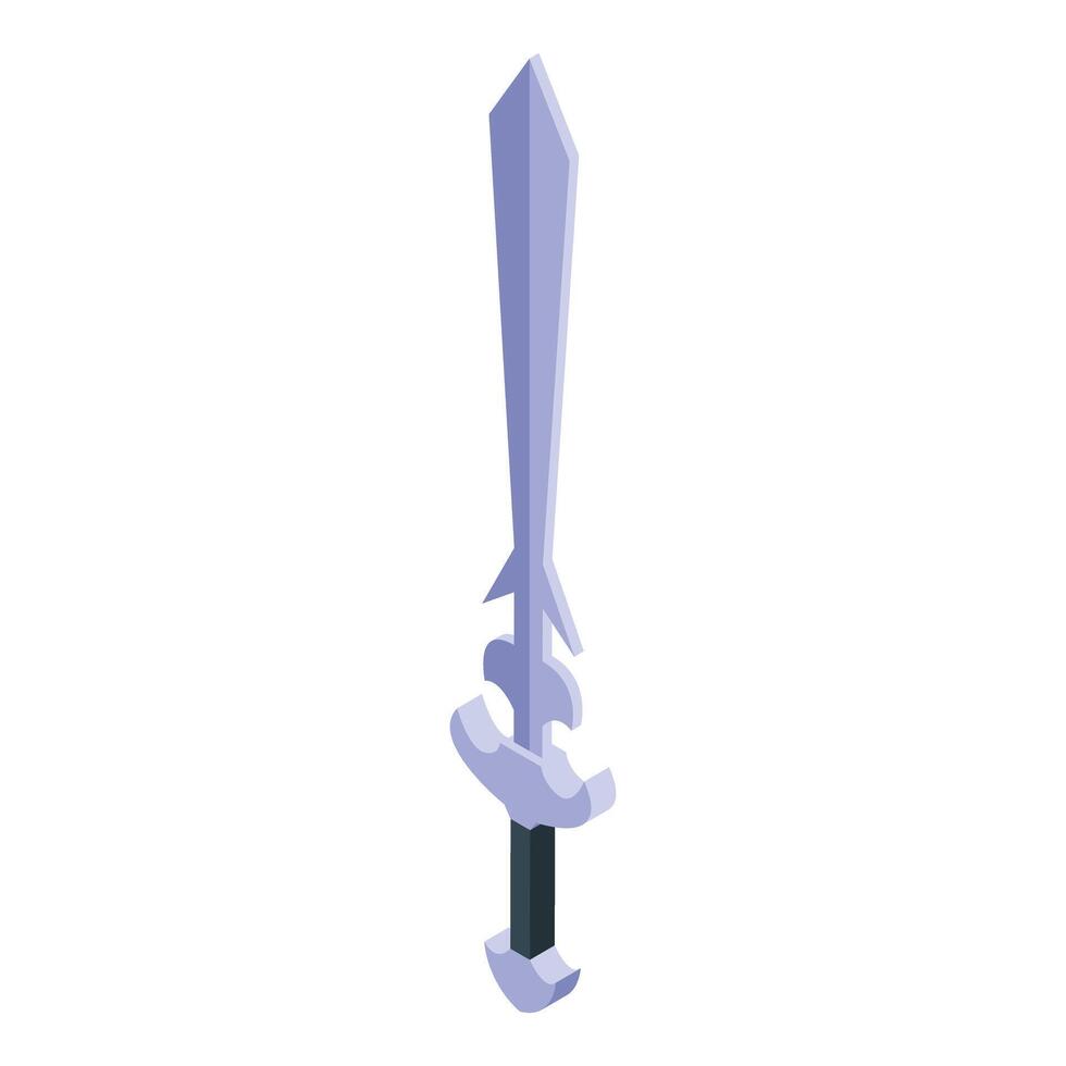 Isometric icon of a medieval fantasy sword standing upright vector