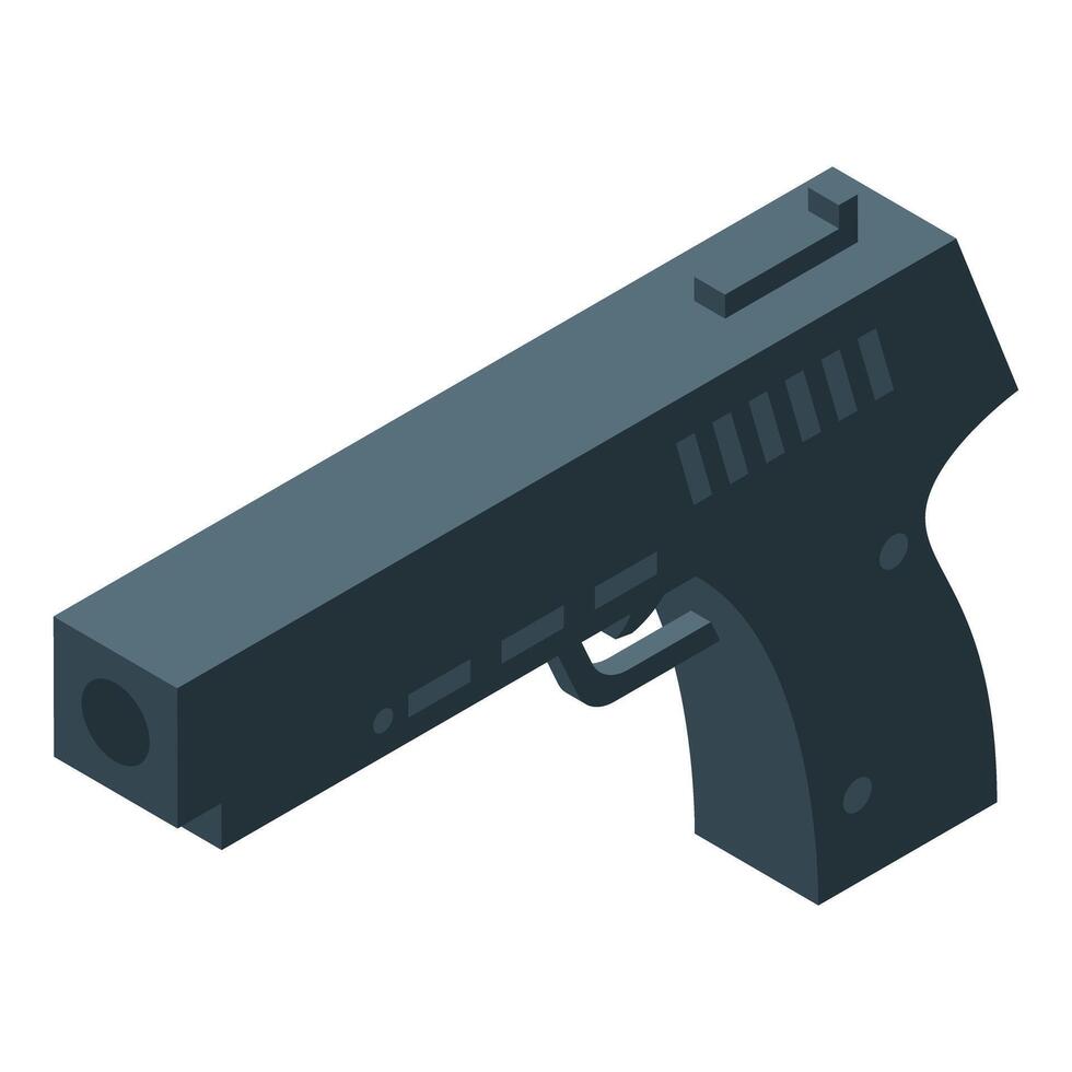 Short barrel, semi automatic pistol handgun pointing right vector