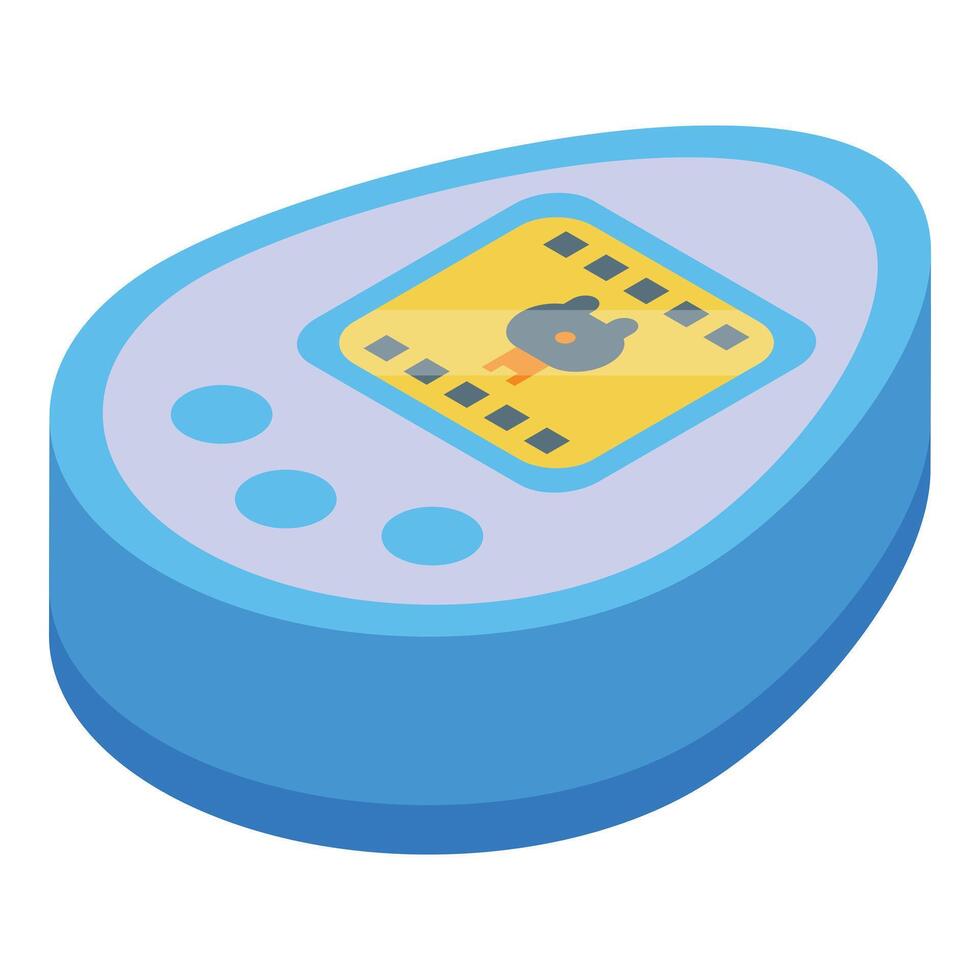 Electronic toy with buttons featuring a digital pet on the screen vector