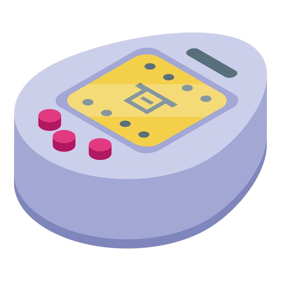 Portable game console showing loading screen with buttons and display isometric icon vector