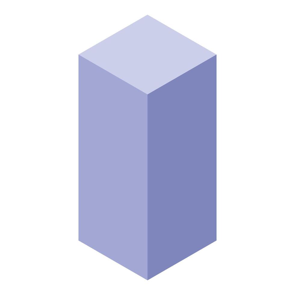 Minimalist light purple rectangular cube standing isolated on white background vector