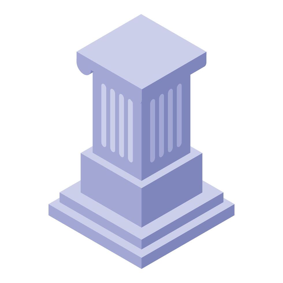 Ancient greek column standing tall with isometric projection vector