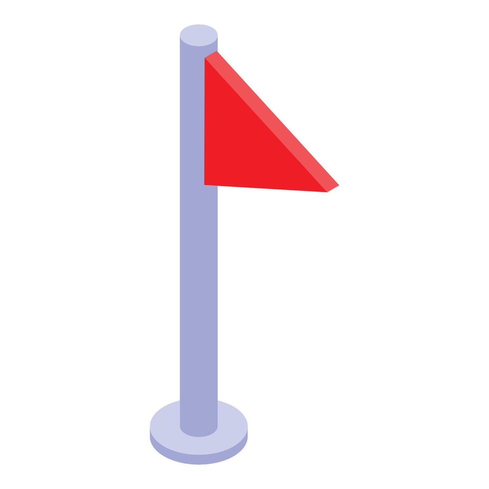 Red triangular flag is attached to a flagpole vector