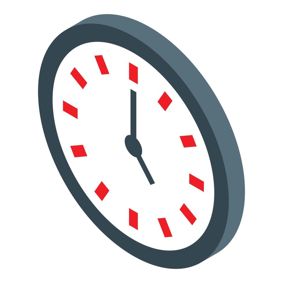 Round clock face telling time with red markings for each passing hour vector