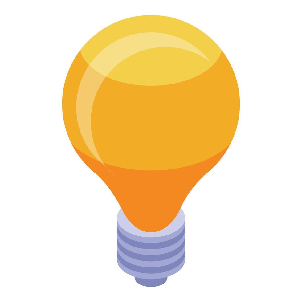 Yellow light bulb shining bright isometric icon vector