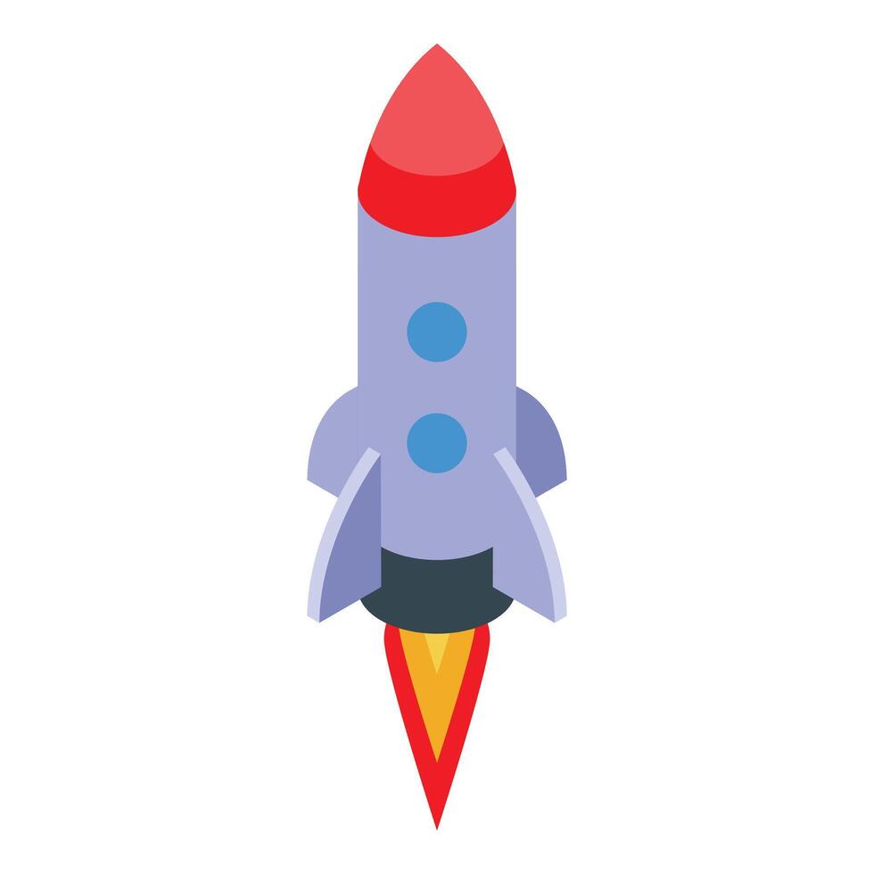 Space rocket launching upward leaving a trail of fire vector