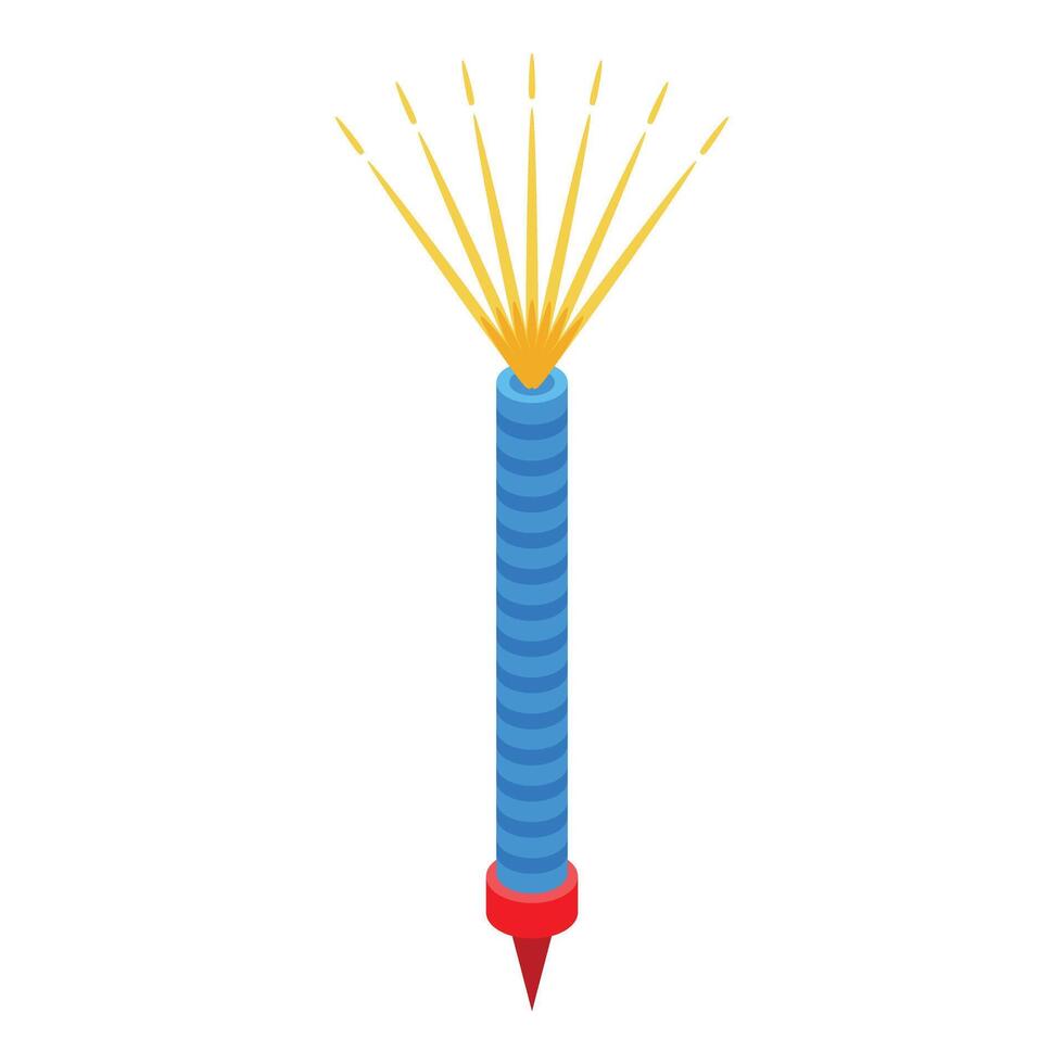 Blue firework rocket is exploding with golden sparkles vector