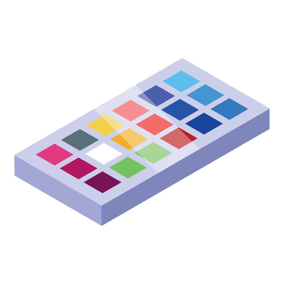 Watercolor palette showing colorful palette wells for painting and drawing vector