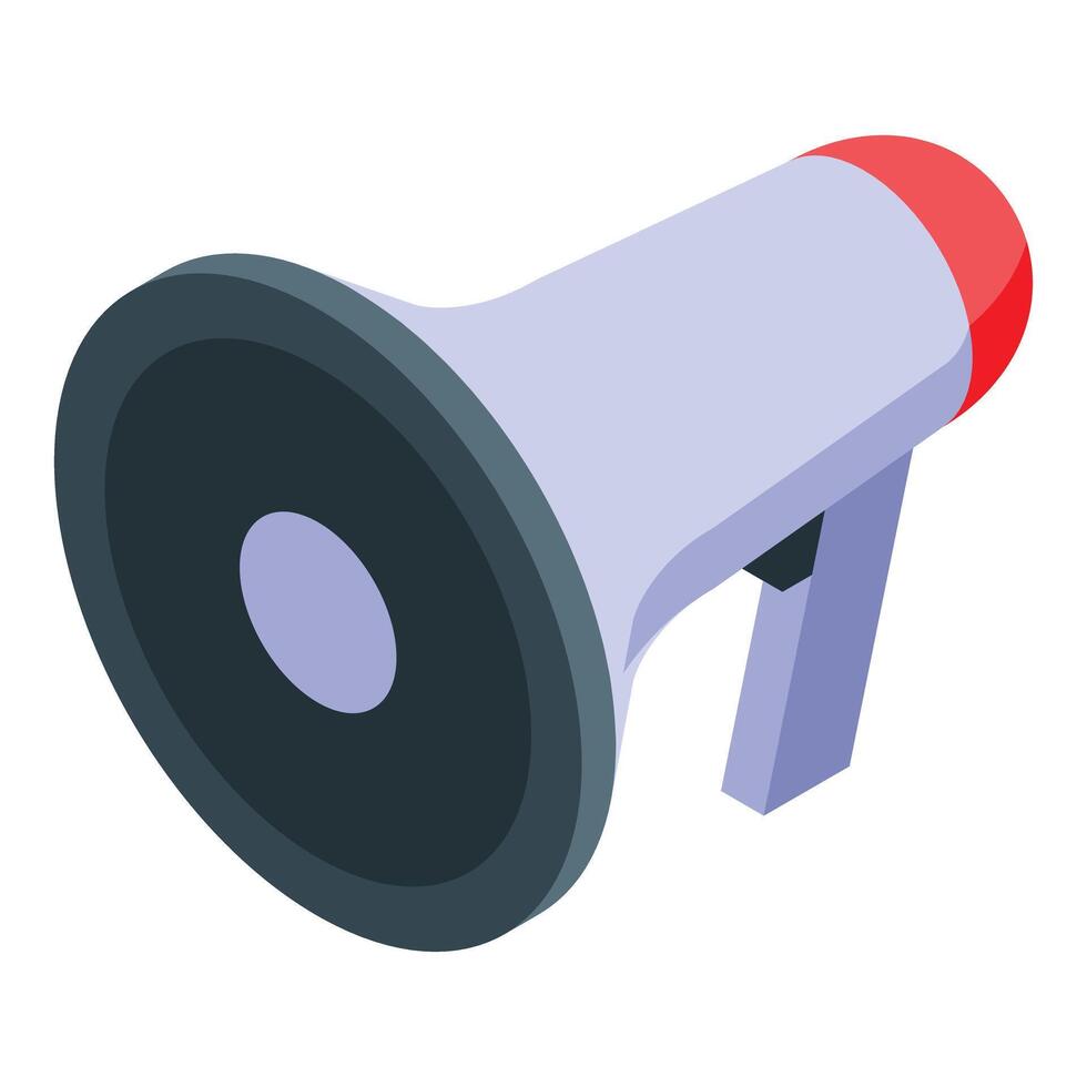 White and red megaphone announcing important information on white background vector