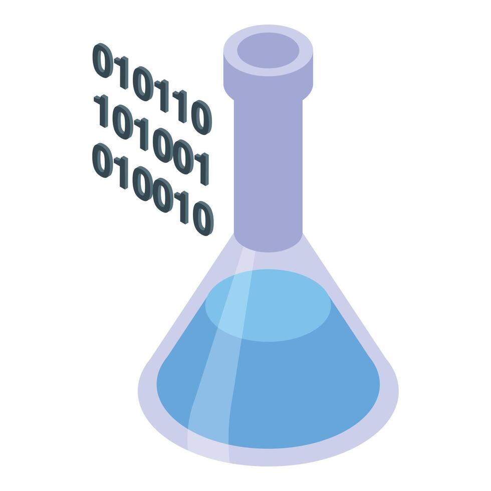 Erlenmeyer flask containing blue liquid symbolizing digital data processing vector