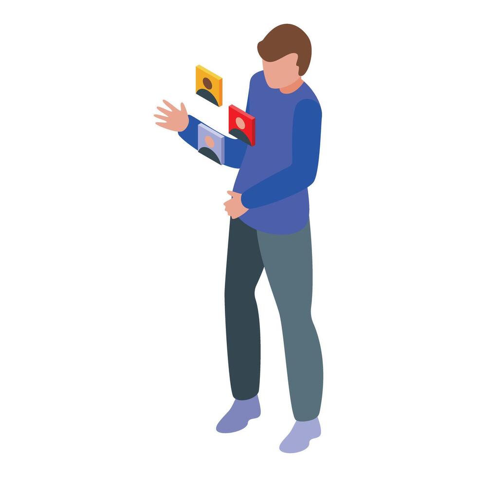 Man using futuristic hologram technology for communication vector