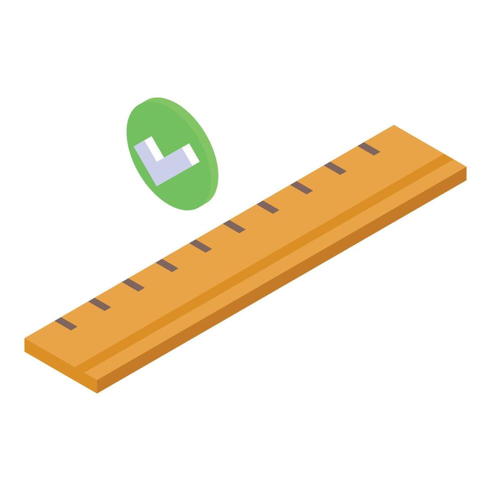 Wooden ruler getting measured showing success approval and accuracy vector