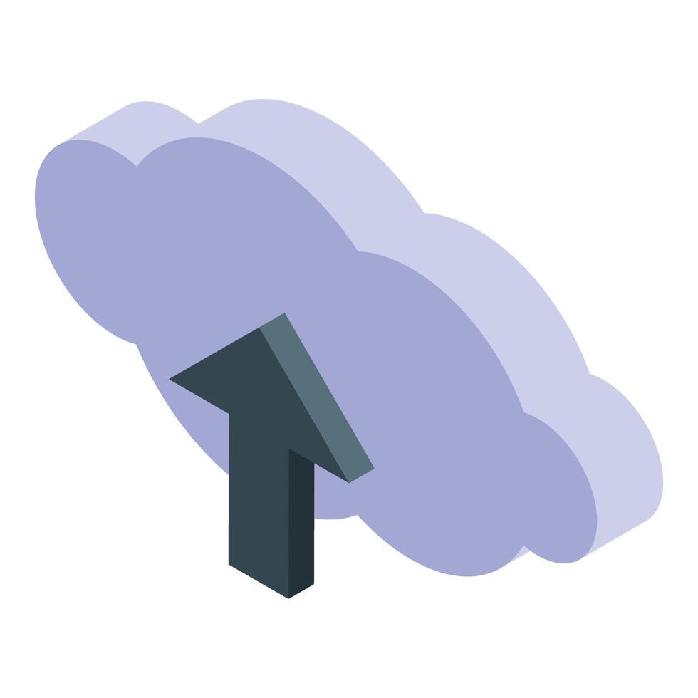 Upload arrow pointing at a cloud computing system vector