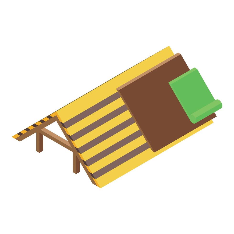 Construction site roof being repaired with new layer of tar paper vector