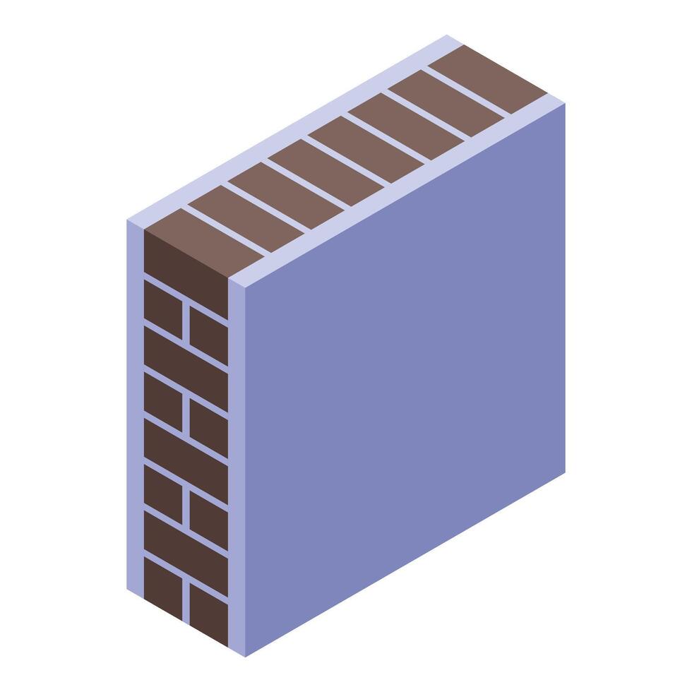 Cutaway showing insulation material inside brick wall vector