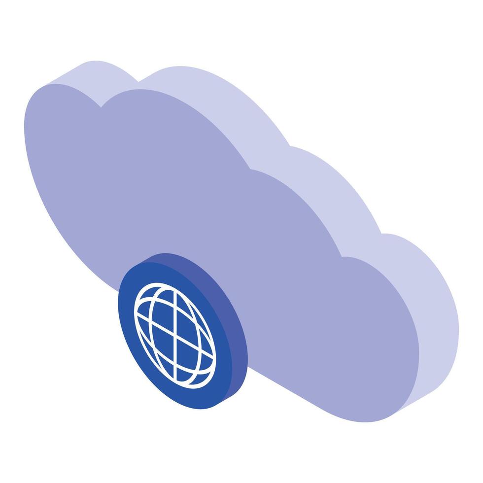 Cloud computing connecting to global network isometric icon vector