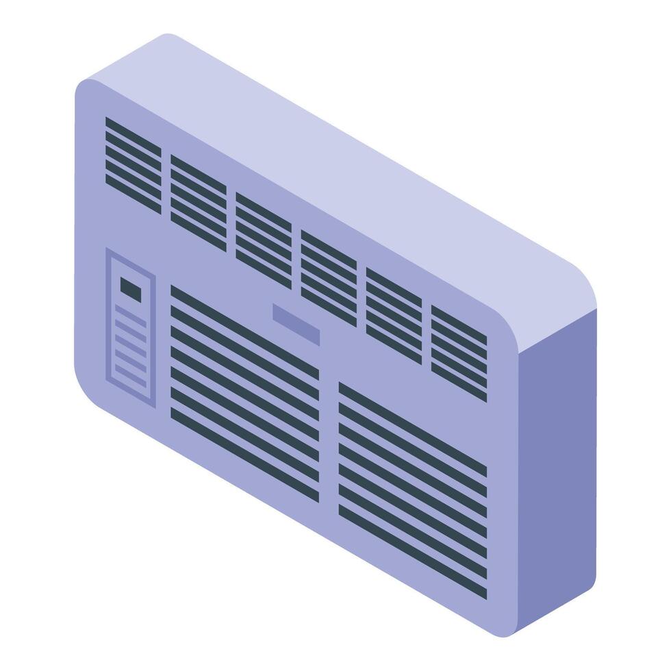 Wall mounted air conditioner cooling a room in isometric view vector