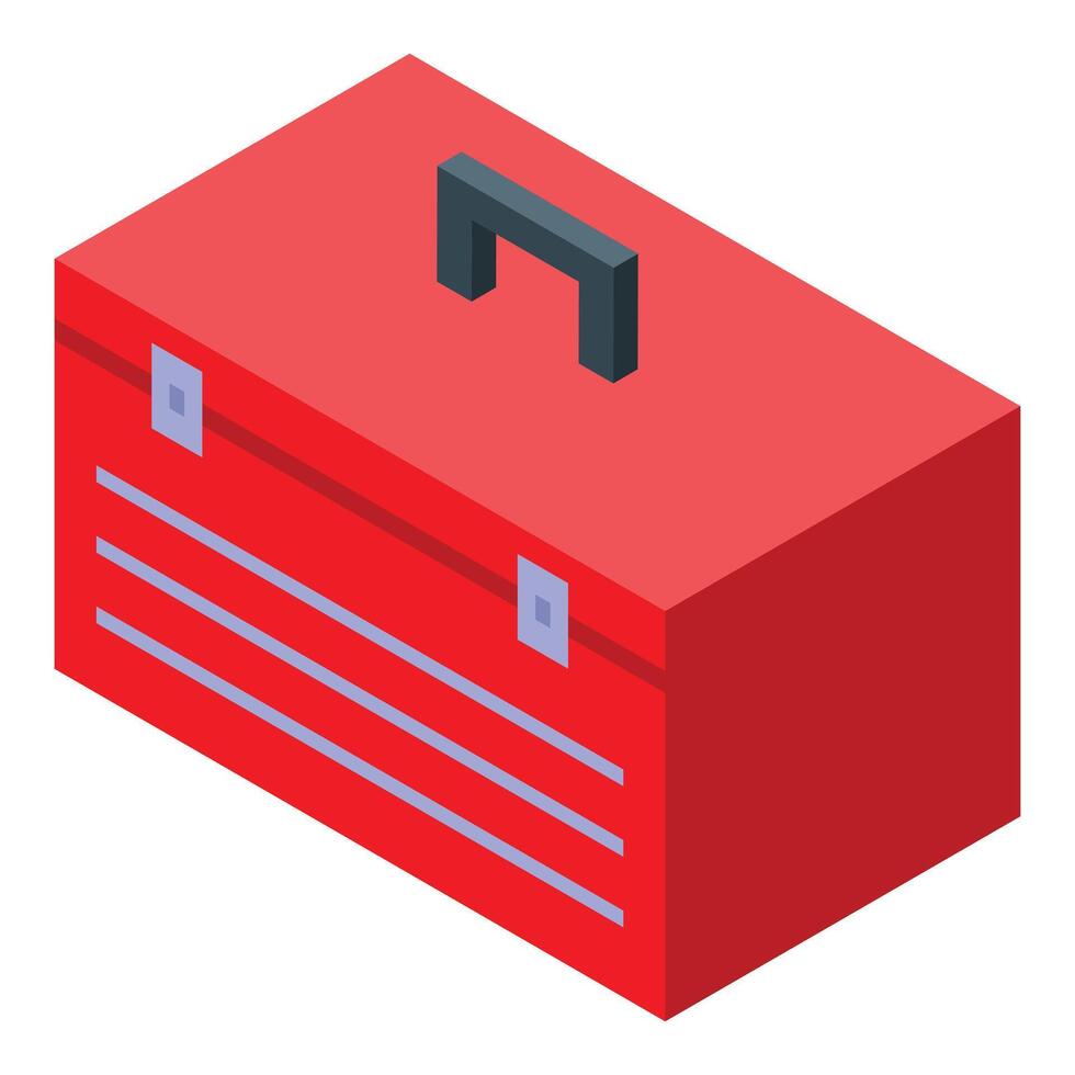 Red toolbox isometric icon illustrating handyman work vector