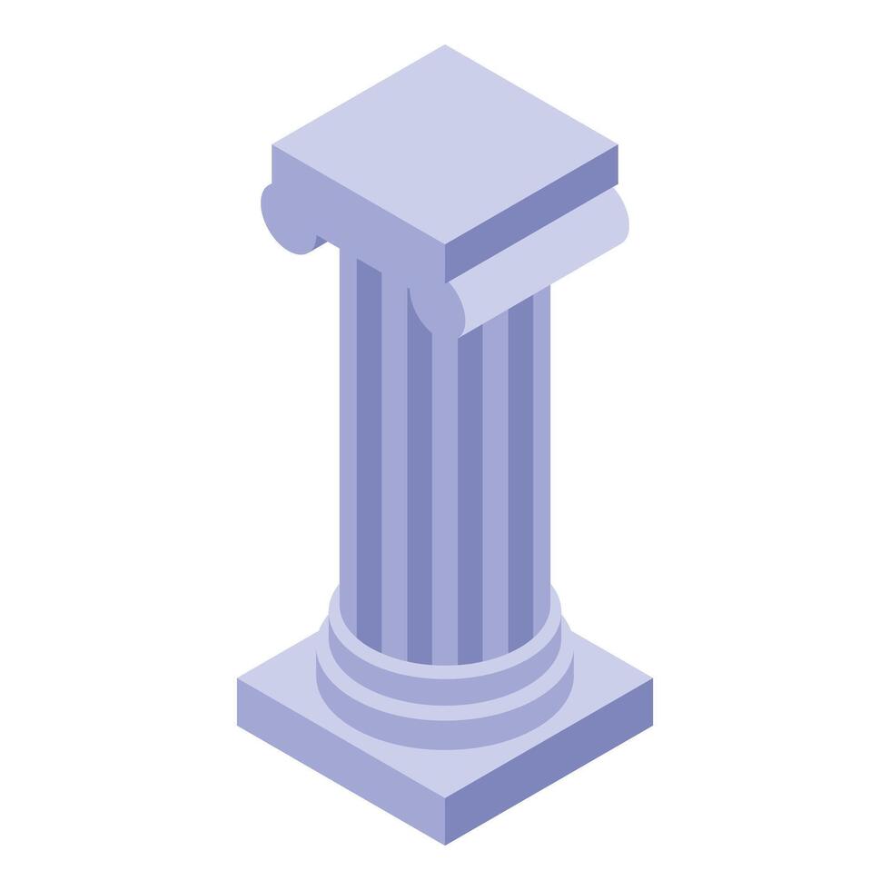Ancient greek column standing tall in isometric view vector