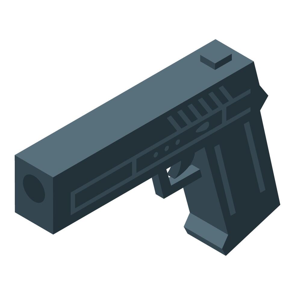 Modern handgun pistol pointing right isometric view vector