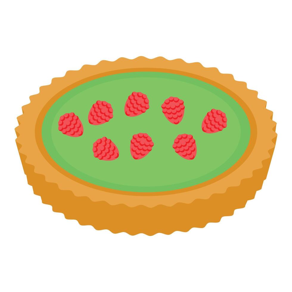 Delicious green pie with raspberries appearing freshly baked vector