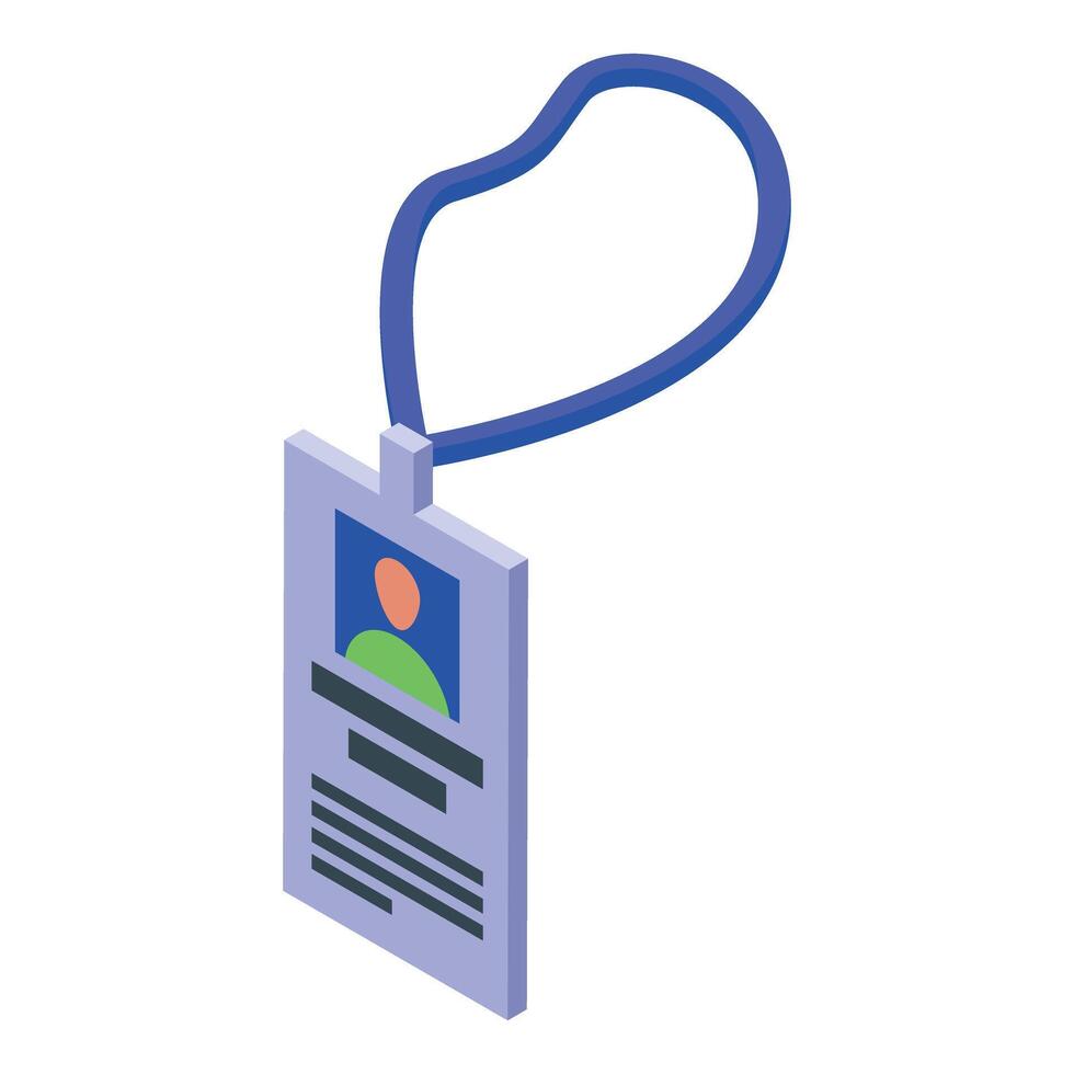 Office id card with photo is hanging on blue lanyard vector
