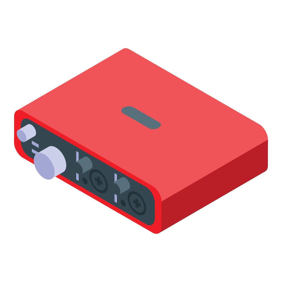 Red audio interface for professional sound recording and music production vector