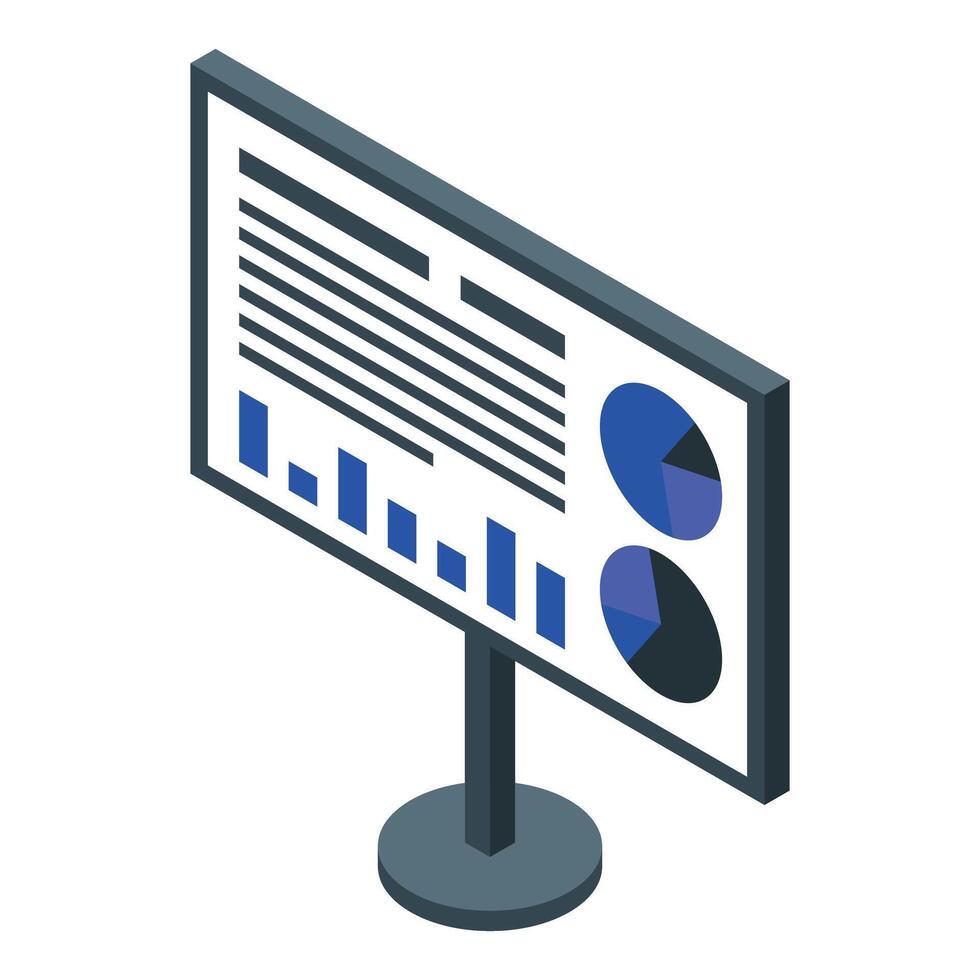 Interactive whiteboard displaying charts and data analysis vector
