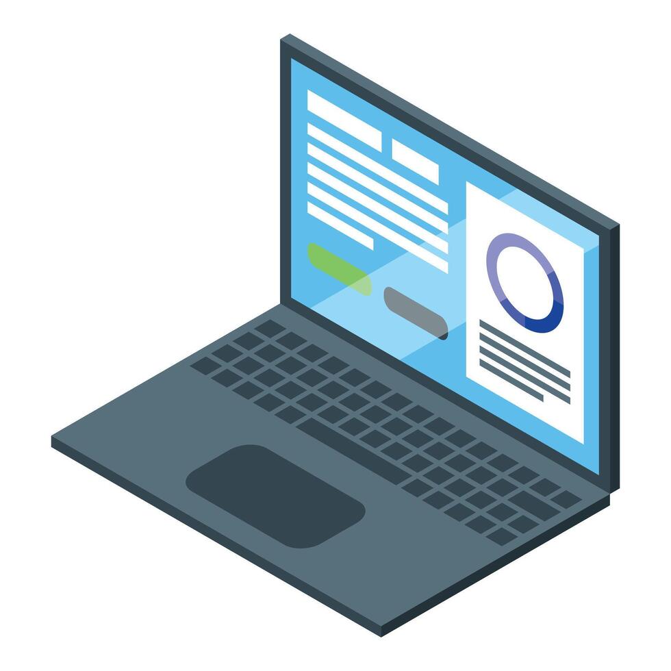 Modern laptop displaying web design software interface vector