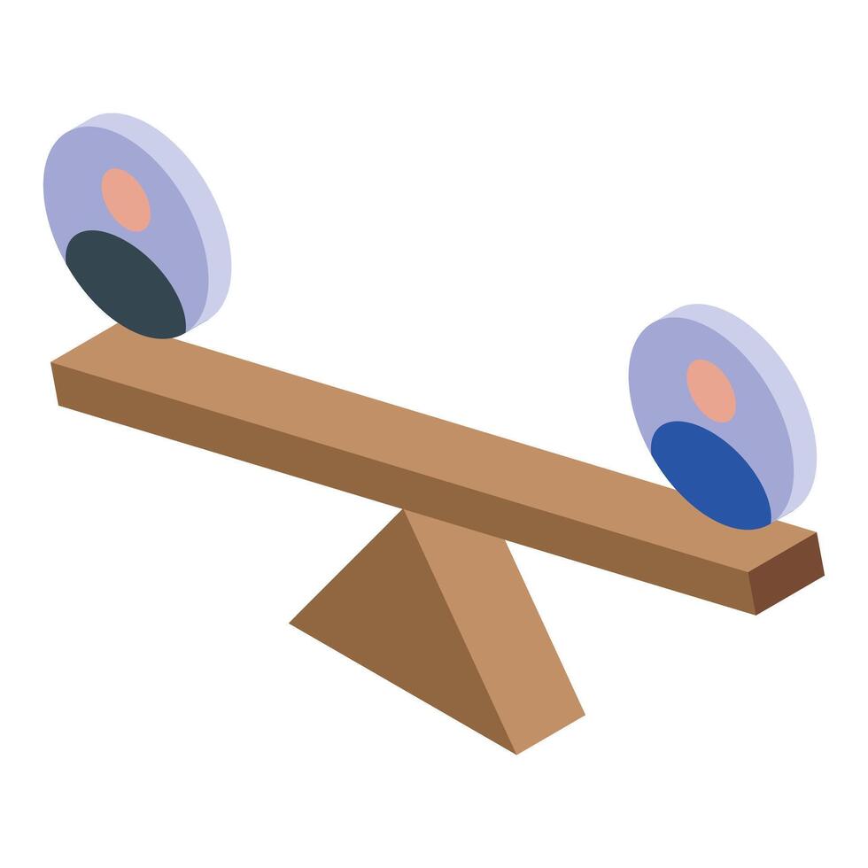Seesaw balancing business person icons representing equality and imbalance vector
