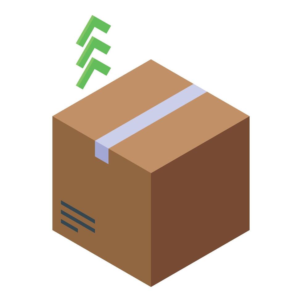 Cardboard box waiting for being shipped with fast delivery sign vector
