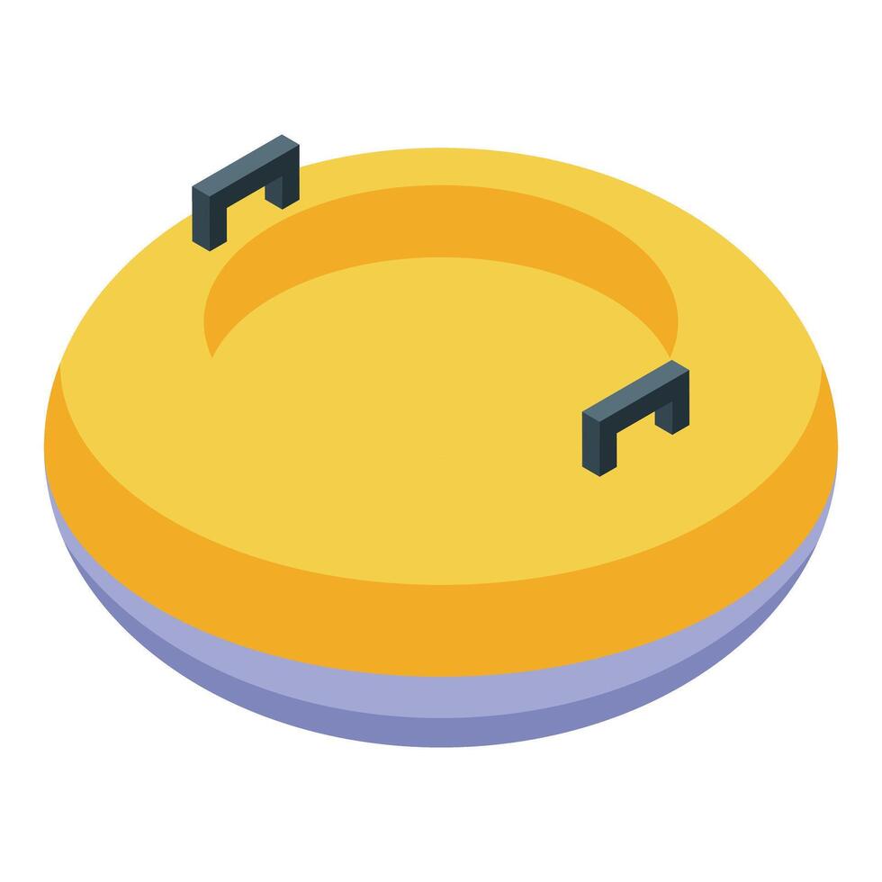Yellow inflatable snow tubing ring for having fun on ski resort vector
