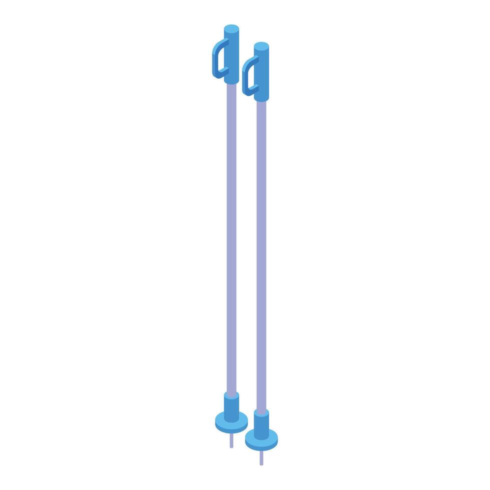 Ski poles standing upright isometric illustration vector