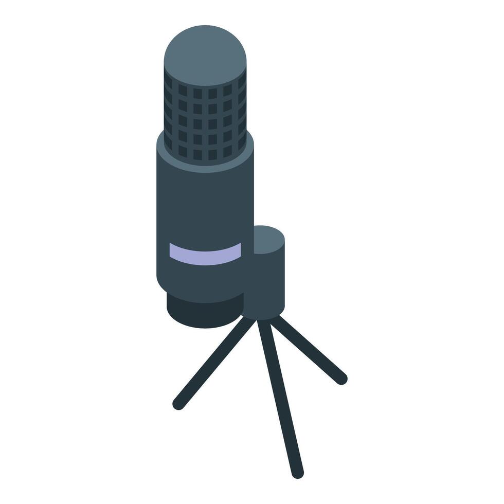 Studio microphone is broadcasting podcast with tripod vector
