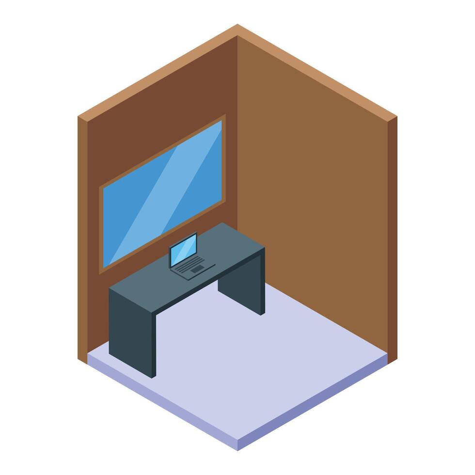 Modern office room interior with laptop on desk vector