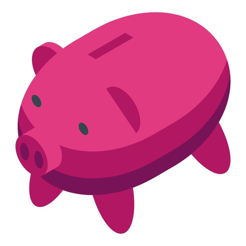 Pink piggy bank standing on white background vector