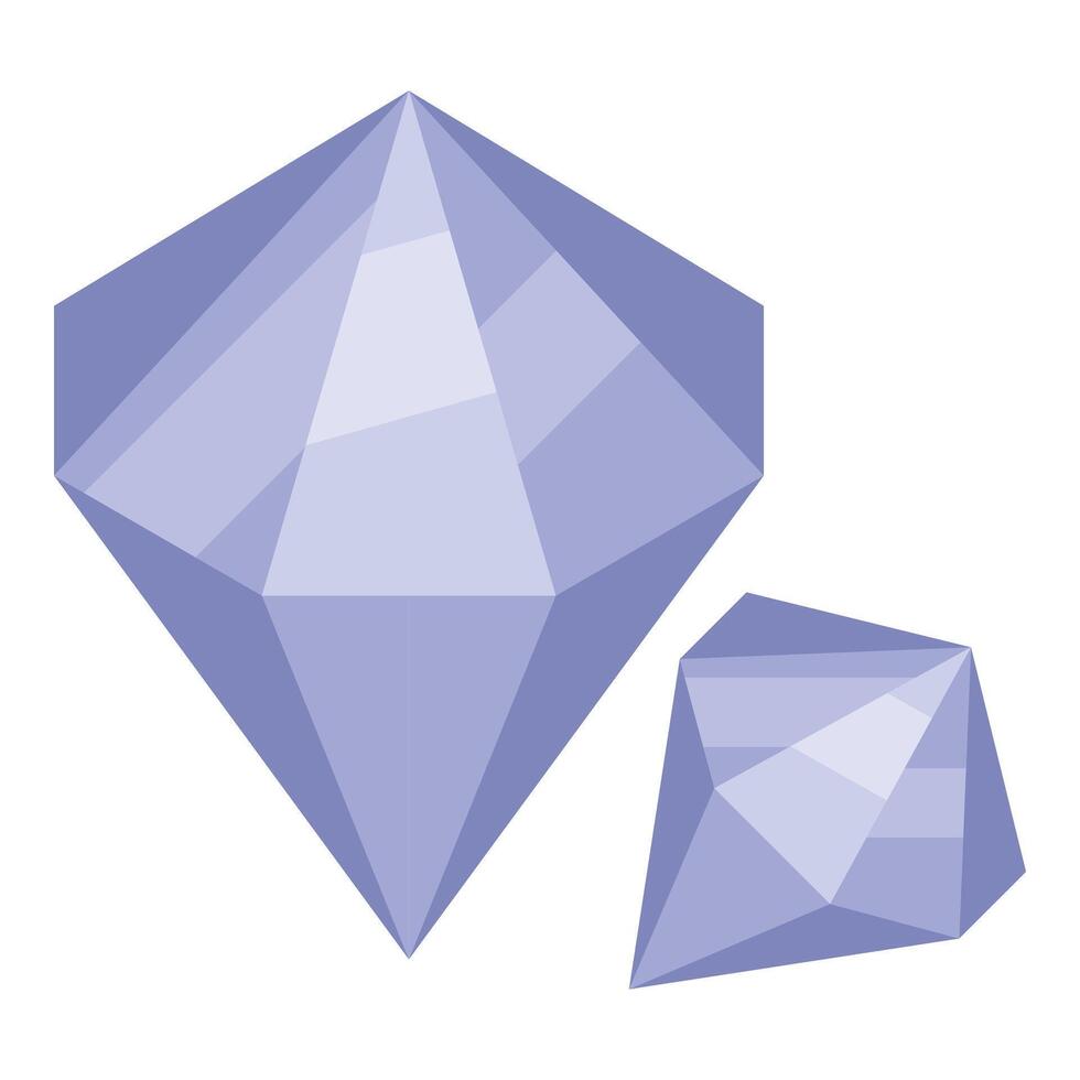 Two violet geometric diamonds sparkling on white background vector
